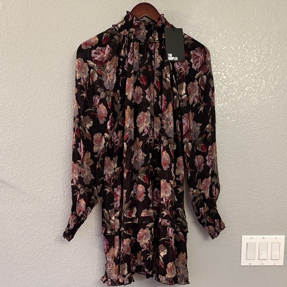 The Kooples Black Floral Long Sleeve Dress - Picture 11 of 12